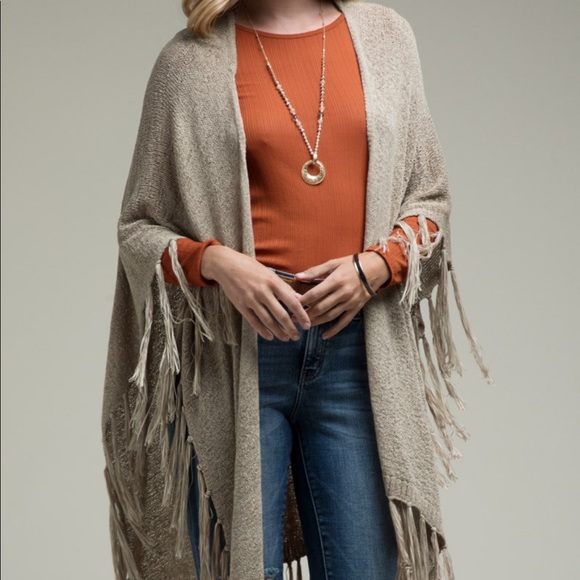 Boho Waffle Knit Fringe Kimono - Picture 8 of 12